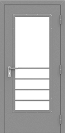 Техническая дверь переходного балкона с защитной решеткой ДМ 2.1-0.9 Р-СТ