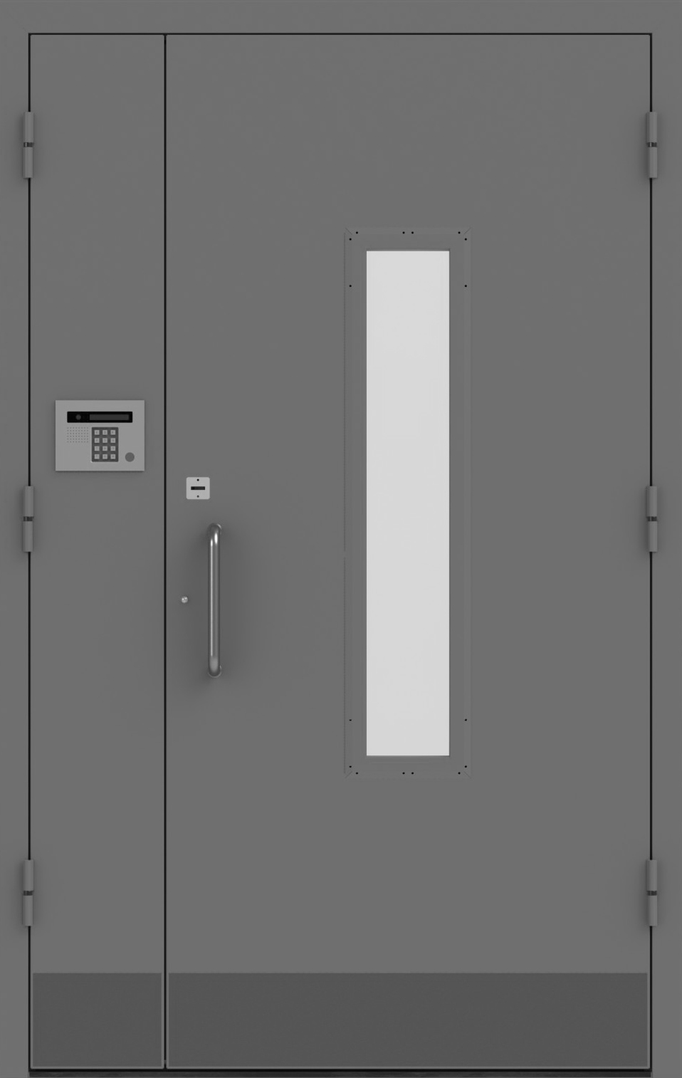 Дверь входной группы, двупольная со стеклом и домофоном ДМ 2.1-1.3 Д-СТ